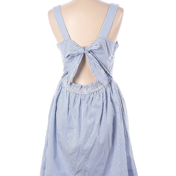 BNWT! J. Crew Seersucker Apron Dress, Size Large, White / Blue - Picture 3 of 6